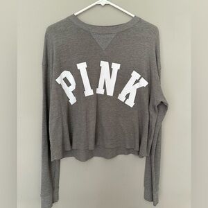 PINK women’s gray long sleeve shirt